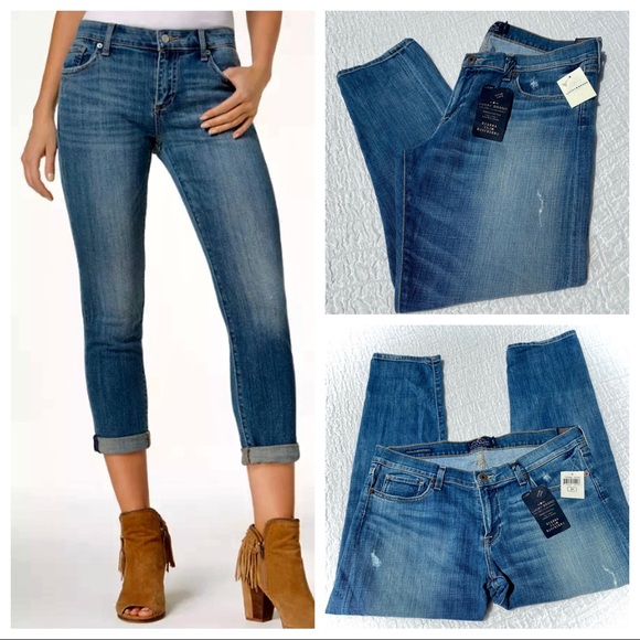 🎉HP🎊 NWT🍀LUCKY BRAND “Sienna Slim”Boyfriend BoHo Chic Ankle Jeans 31” Sz 12 - Picture 10 of 16